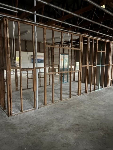 June 2026 — demolition into framing at the 855 Ruthven Street childcare centre